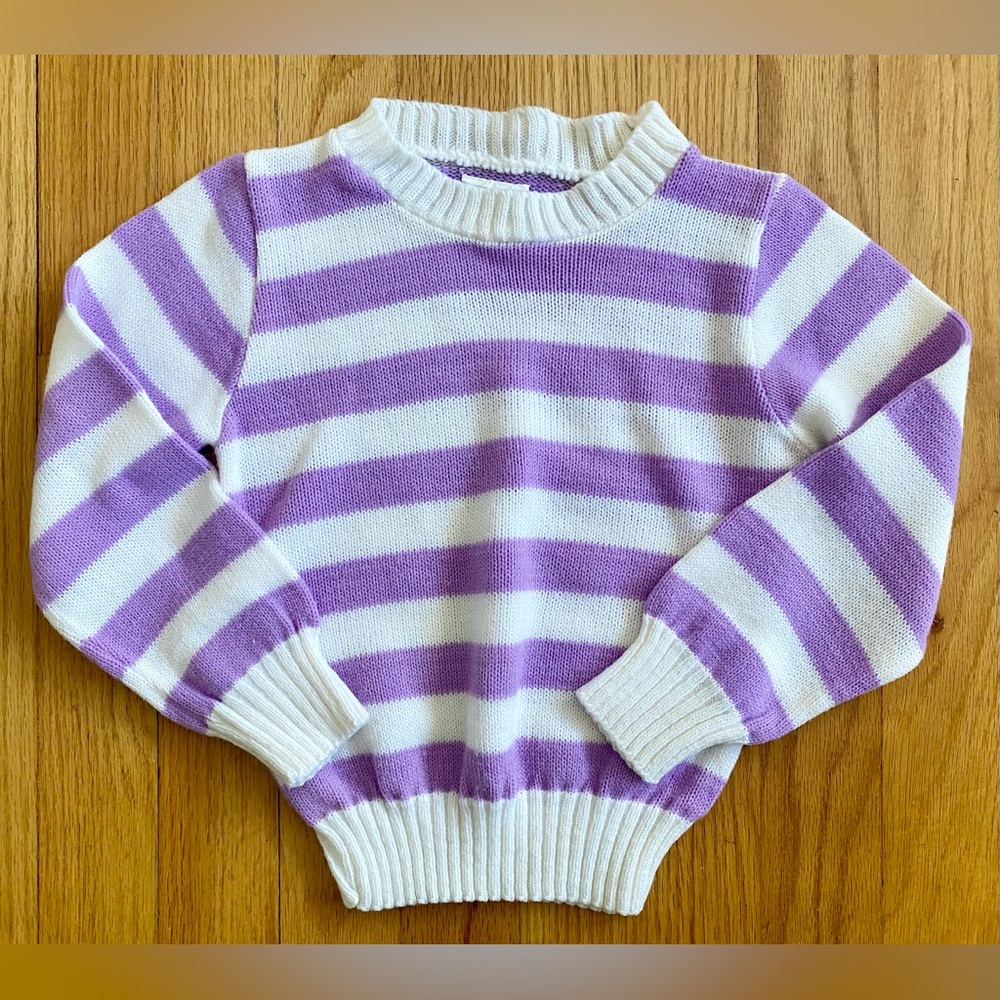 Vintage 80s Girl's Striped Pullover *Size 4/5* JCPENNEY Purple Crewneck Sweater
